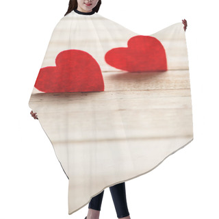 Personality  Red Hearts Lying On Wooden Table Hair Cutting Cape