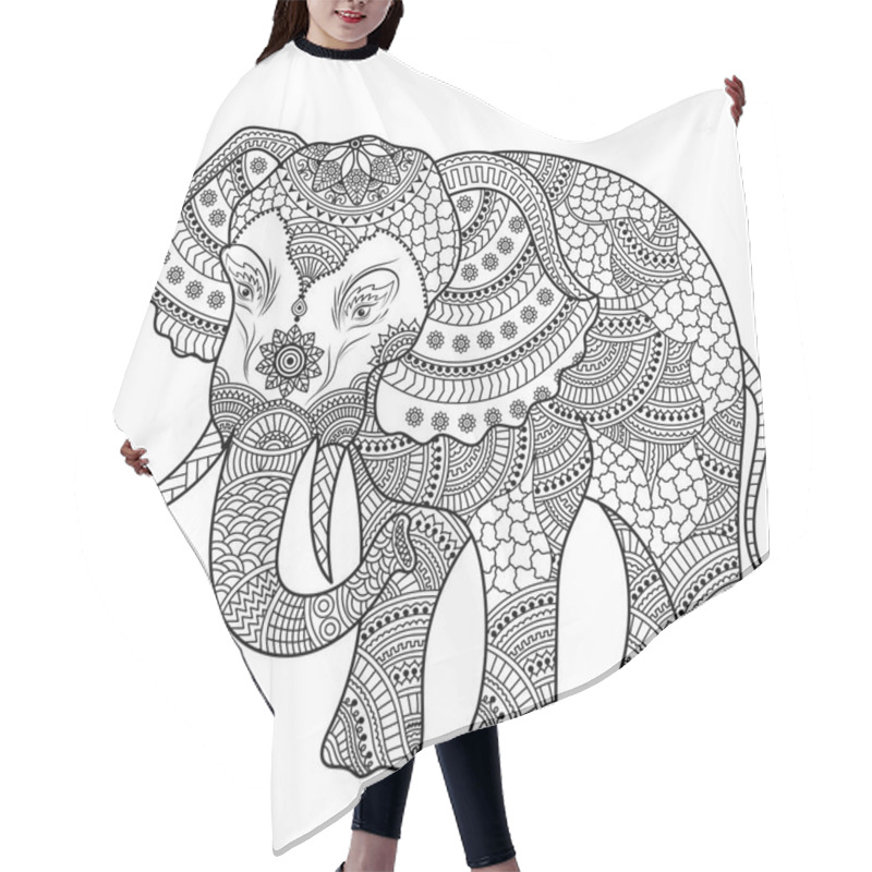 Personality  Elephant Illustration, Coloring Doodle. Hair Cutting Cape