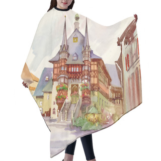 Personality  Watercolor Houses And Tower Hair Cutting Cape