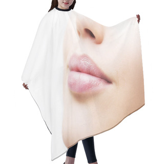 Personality  Plump Sexy Lips And Perfect Skin On A White Background Hair Cutting Cape