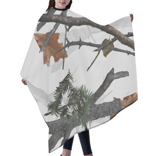 Personality  Realistic Winter Forest Camouflage. Seamless Pattern. Conifer And Oak Branches And Leaves. Useable For Hunting And Military Purposes.                                                     Hair Cutting Cape