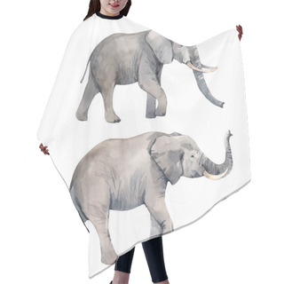 Personality  Watercolor Elephant Vector Illustration Hair Cutting Cape