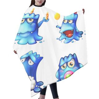 Personality  Four Blue Monsters Hair Cutting Cape