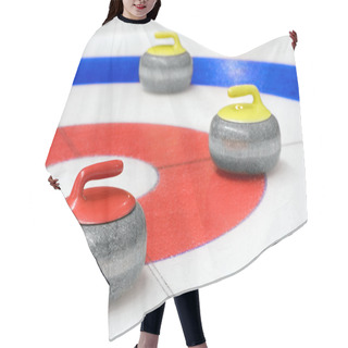 Personality  Group Of Curling Rocks On Ice Hair Cutting Cape