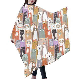 Personality  Funny Cartoon Seamless Cats Pattern Hair Cutting Cape