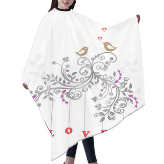 Personality  Love Birds And A Beautiful Floral Ornament Hair Cutting Cape