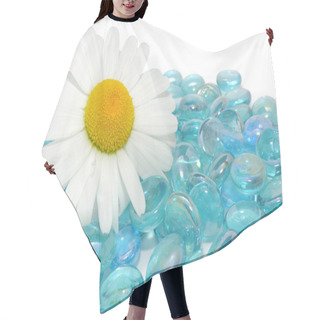 Personality  Beautiful Daisy Flower On Blue Glass Stones Hair Cutting Cape