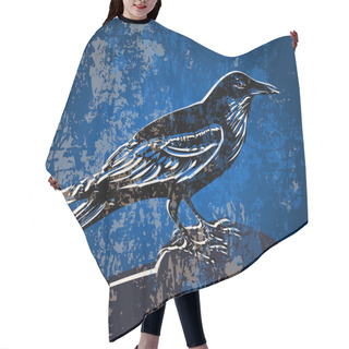 Personality  Vector Grunge Background With Crow. Hair Cutting Cape