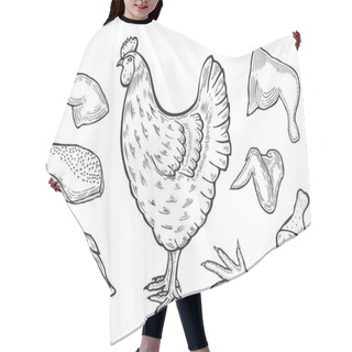 Personality  Vector Chicken And Cutted Meat Hair Cutting Cape