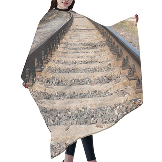 Personality  The Length Of The Railway Track. Old Railroad Tracks. Hair Cutting Cape