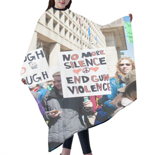 Personality  Participants In The March For Our Lives, A Protest By Students For Gun Control, Hold Signs On March 24, 2018 In Washington DC   Hair Cutting Cape