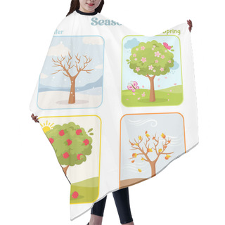 Personality  Educational Cards With Four Seasons Of The Year For Learning Seasons Theme For Kids. Hair Cutting Cape