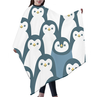 Personality  Vector Seamless Pattern With Cute Penguins Hair Cutting Cape