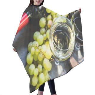 Personality  White And Red Wines In Glasses, Overhead Hair Cutting Cape