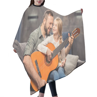 Personality  Father And Daughter Playing Guitar Hair Cutting Cape