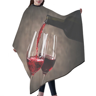 Personality  Red Wine Pouring Into Glass From Bottle Hair Cutting Cape