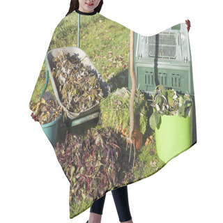 Personality  Composting In A Autumn Garden. Hair Cutting Cape