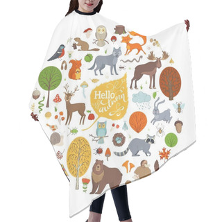 Personality  Set Of Wild Animals And Autumn Woodland Hair Cutting Cape
