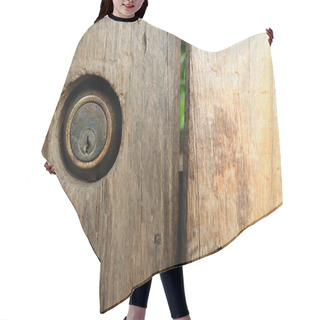 Personality  Brown Wooden Fence With Key-hole. Hair Cutting Cape