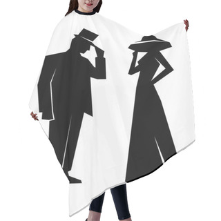 Personality  Silhouette Of The Lady And Gentleman Hair Cutting Cape