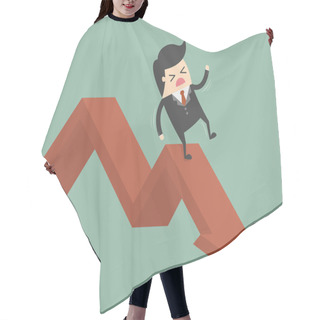 Personality  Businessman On Falling Down Chart Hair Cutting Cape