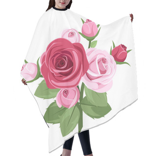 Personality  Red And Pink Roses. Vector Illustration. Hair Cutting Cape