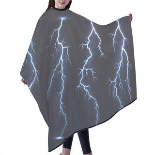 Personality  Lightning. Thunder Storm Electricity Blue Sky Flash Stormy Realistic Thunderstorm Rainstorm Climate. Lightnings Vector Hair Cutting Cape