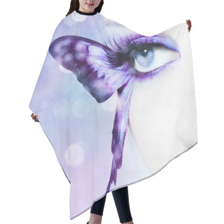 Personality  Beautiful Woman Eye Close Up With Butterfly Wings Hair Cutting Cape