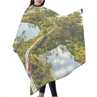 Personality  Aerial View Of Couple In Love Standing On Wooden Bridge Together Hair Cutting Cape