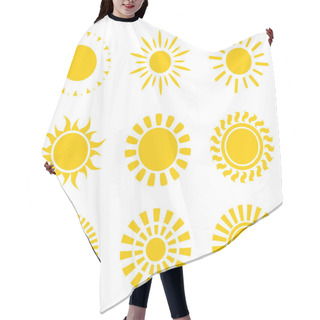 Personality  Set Of Yellow Sun Icon Symbols Isolated Hair Cutting Cape