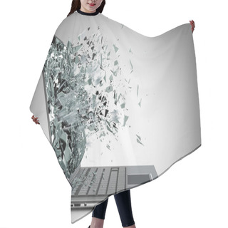 Personality  Laptop With Broken Screen Hair Cutting Cape