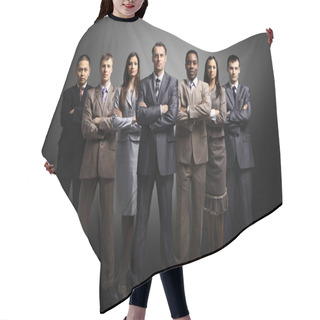 Personality  Business Team Formed Of Young Businessmen Standing Over A Dark Background Hair Cutting Cape