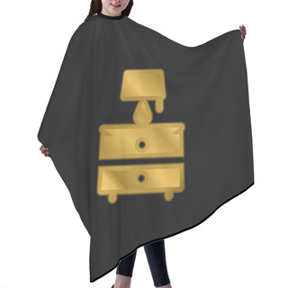 Personality  Bedside Table Gold Plated Metalic Icon Or Logo Vector Hair Cutting Cape