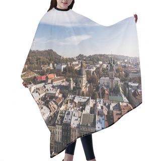 Personality  Aerial View Of City With Dominican Church, Carmelite Church And Tv Tower On Castle Hill, Lviv, Ukraine Hair Cutting Cape