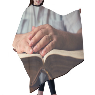 Personality  Male Hand On Open Bible Hair Cutting Cape