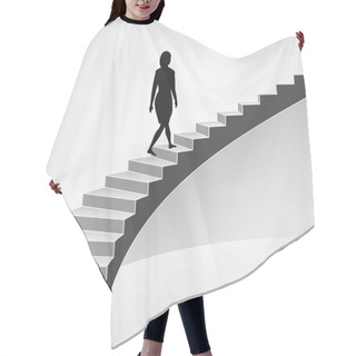 Personality  Woman Walking Up On Spiral Staircase Hair Cutting Cape