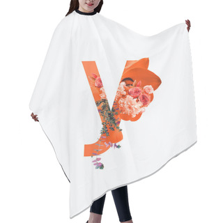Personality  Cyrillic Letter With Orange Flowers Isolated On White Hair Cutting Cape
