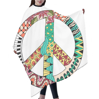 Personality  Hippie Vintage Peace Symbol In Zentangle Style Hair Cutting Cape