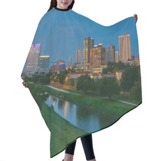Personality  Fort Wroth Skyline At Night With Trinity Trail Hair Cutting Cape