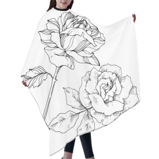 Personality  Vector Rose Floral Botanical Flowers. Black And White Engraved Ink Art. Isolated Roses Illustration Element. Hair Cutting Cape