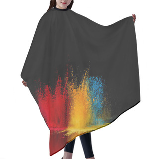 Personality  Red, Blue And Yellow Holi Powder Explosion On Black, Hindu Spring Festival Hair Cutting Cape