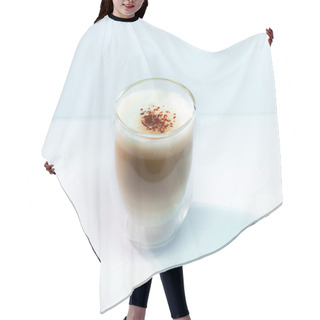 Personality  Top View Of A Cappuccino Coffee With A White Background Hair Cutting Cape
