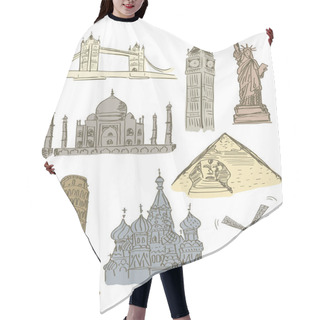 Personality  Travel Icons Set Hair Cutting Cape