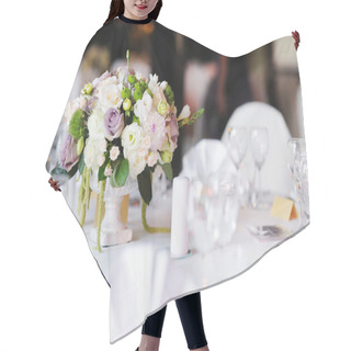 Personality  Table Set For An Event Party Hair Cutting Cape