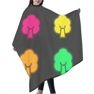 Personality  Birch Tree Four Color Glowing Neon Vector Icon Hair Cutting Cape