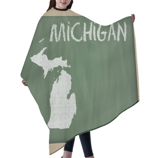 Personality  Outline Map Of Michigan On Blackboard Hair Cutting Cape