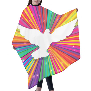 Personality  Dove Silhouette On Psychedelic Colored Abstract Background. Vect Hair Cutting Cape