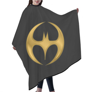 Personality  Bat Silhouette Black Shape With Wings Forming A Circle Gold Plated Metalic Icon Or Logo Vector Hair Cutting Cape