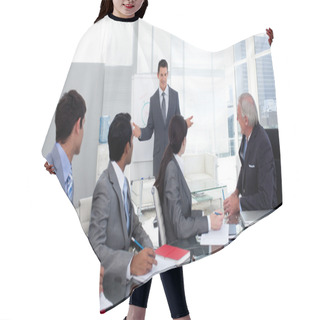 Personality  Confident Businessman Giving A Presentation To His Team Hair Cutting Cape