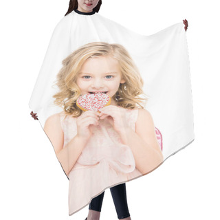 Personality  Girl Holding Heart Shaped Cookie   Hair Cutting Cape